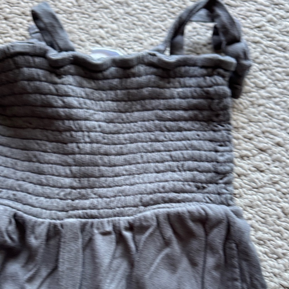 GAP Charcoal Smocked Strap Wide-Leg Jumpsuit - Picture 3 of 4